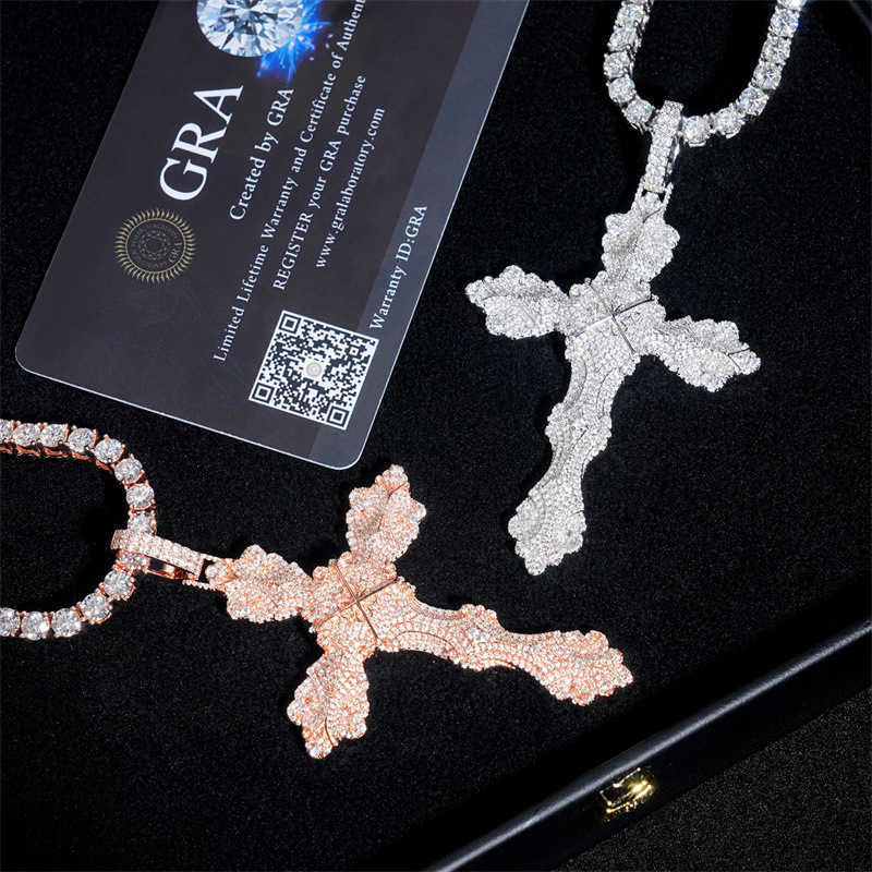 Diamond Hair New Hip Hop Pendant 925 Silver Moissanite Full Set Cross Pendant Can Wear 8mm Necklace