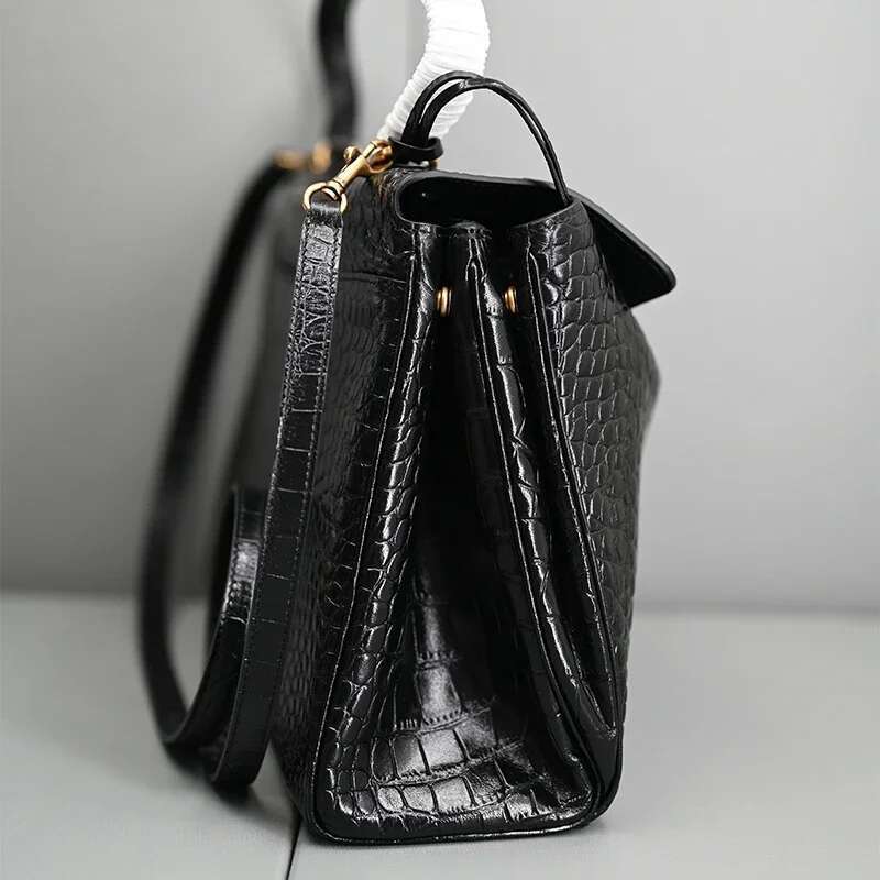 Genuine Leather Handbag 35Cm Crocodile Pattern Women's Bag With A Loose Feel High-End Feeg Lazy Crossbody Large