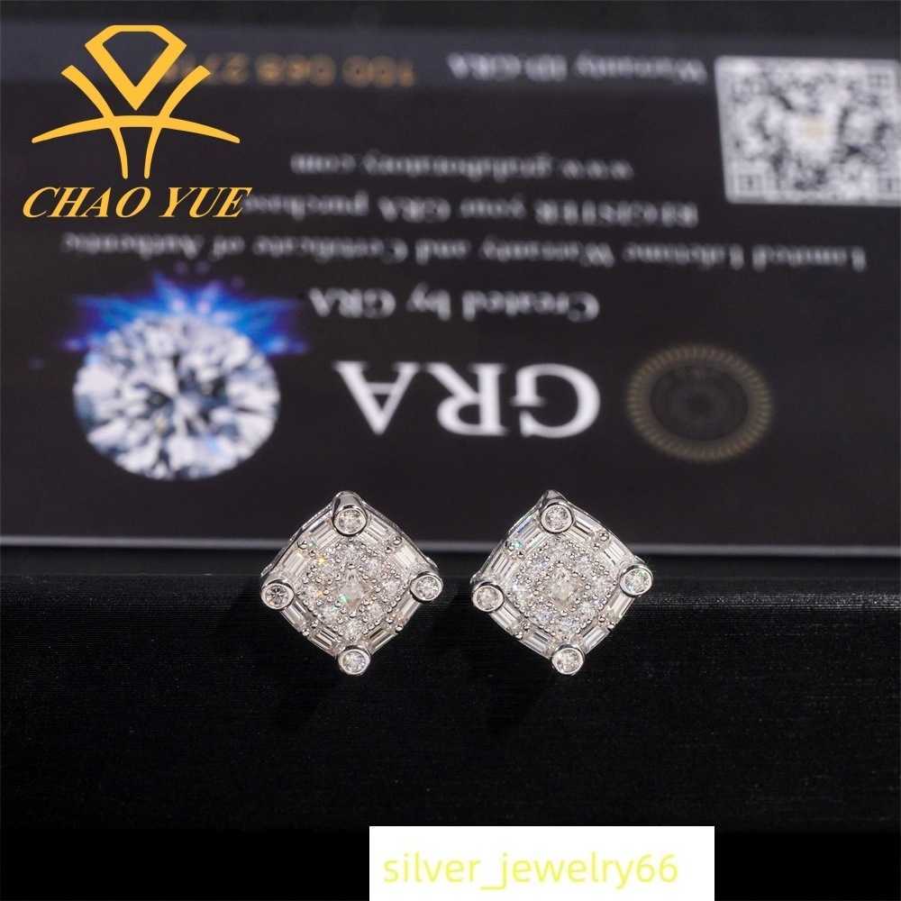 New 925 Silver VVS Mozambique Hip Hop Earrings Fashion Full Diamond Male and Female Trendy Earrings Straight