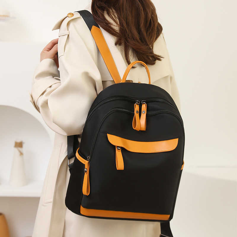 Leisure Backpack New Lightweight And Fashion Travel Color Contrast Backpack Large Capacity Womens Small Backpack Womens Bag