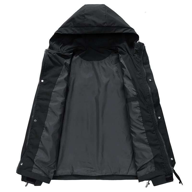 Windbreakers Men Zipper Coat Cargo Waterproof Black Bomber Camping Loose Thin Softshell Hooded Hiking Jacket