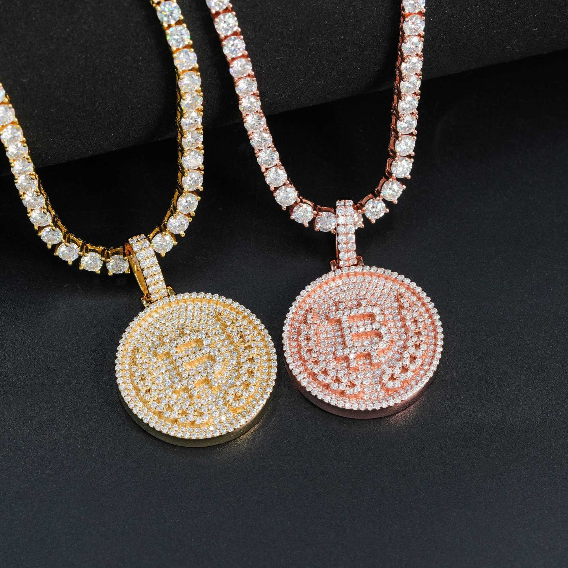 New Bitcoin Hip Hop Moissan Diamond Pendant 925 Silver Moissan Pendant Can Pass Through a Single Stone Tennis Ball