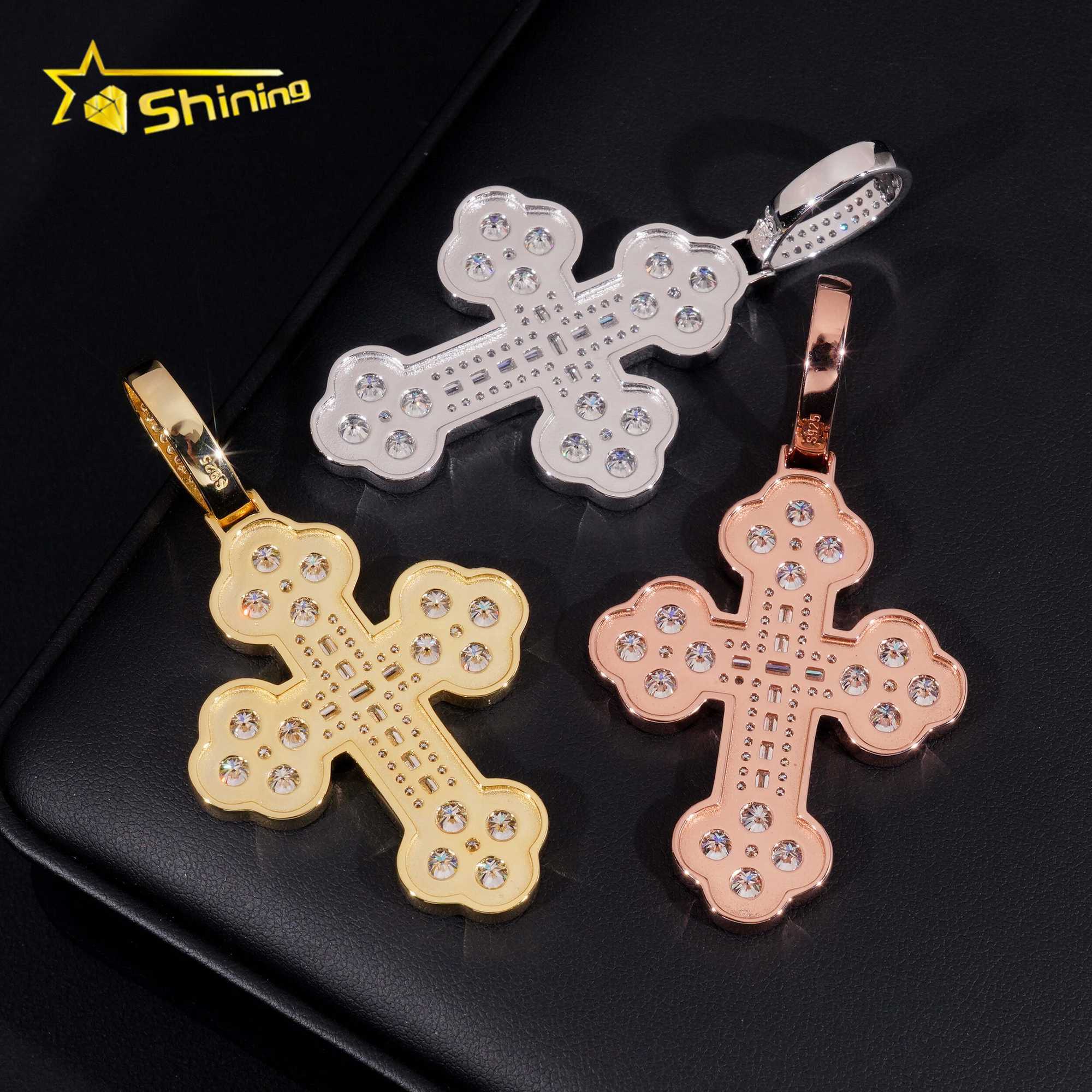 Custom tennis chain sterling sier vvs moissanite hip hop iced out jewelry fashion cross pendant