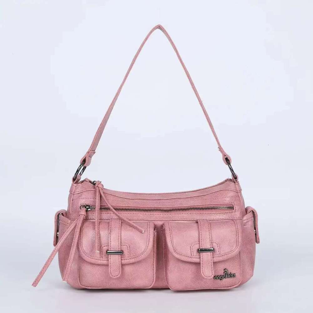 Angelkiss Women's Handbag Leopard Shoulder Fashion Top-Handle Vintage Black Dinner Multi-Pockets Flap Bag Purse