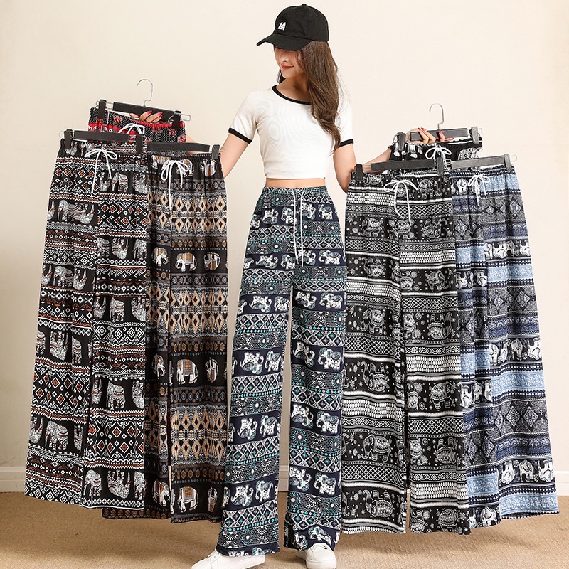 New Elephant Wide Leg Pants Women's Summer Thin High Waist Drop Straight Loose Casual Pants Mopping Pants