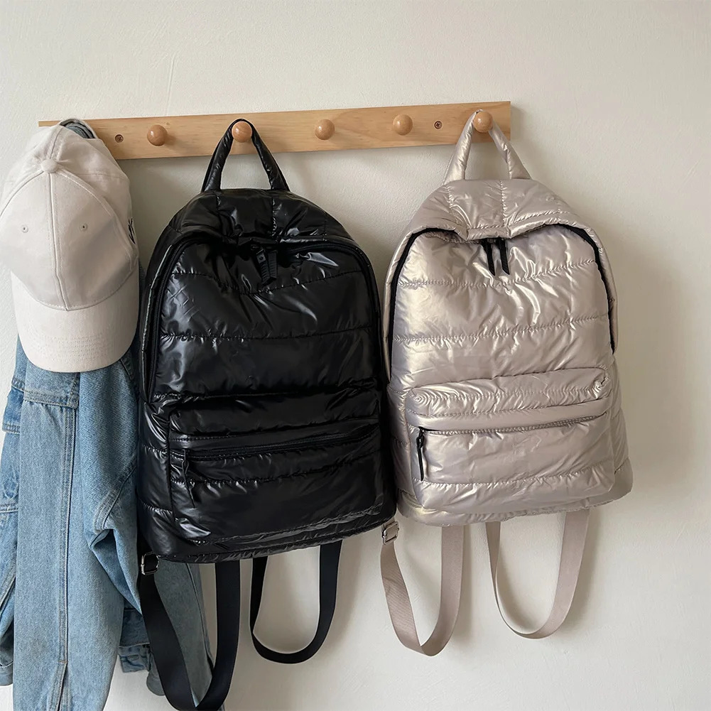 Puffer Backpack Multi Pocket for Women Men Shoulder Bag Adjustable Strap Rucksack for Work Travel 250214