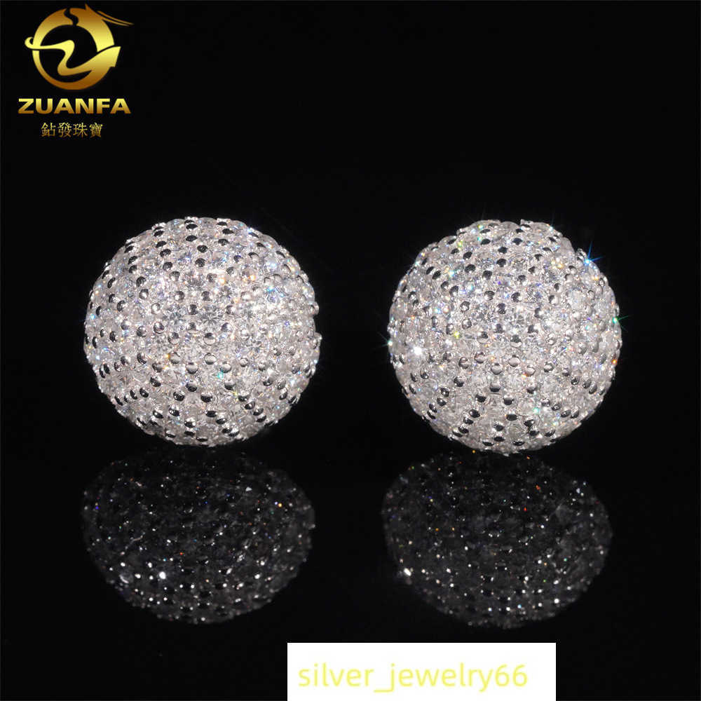 Diamond Hair New 2025 New Mens and Womens 925 Pure Silver Fashion Earrings Moissanite Hip Hop Ball Earrings