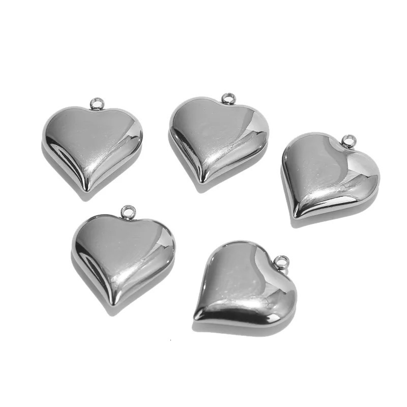 5pcs Gold Plated Stainless Steel 25*23mm Large Heart Charm Pendants for Women DIY Love Jewelry Necklaces Making Findings 250214
