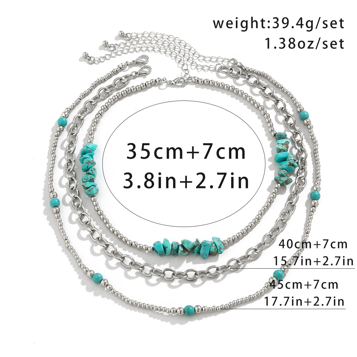 women fashion Jewelry ethnic style cross chain contrasting color collar pattern turquoise set necklace