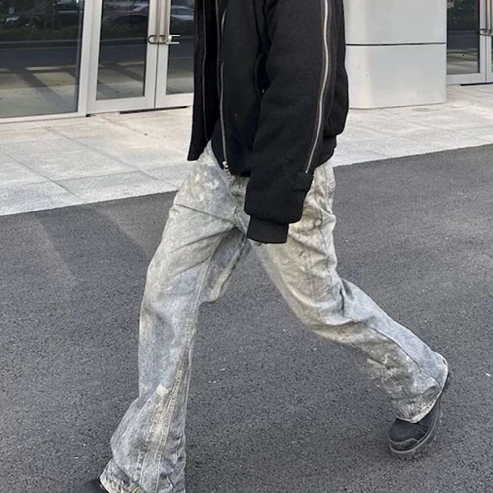 High Street 3D Digital Print Graffiti Straight Baggy Blue Jeans For Men Ropa Hombre Ripped Casual Denim Trousers Oversize Cargos