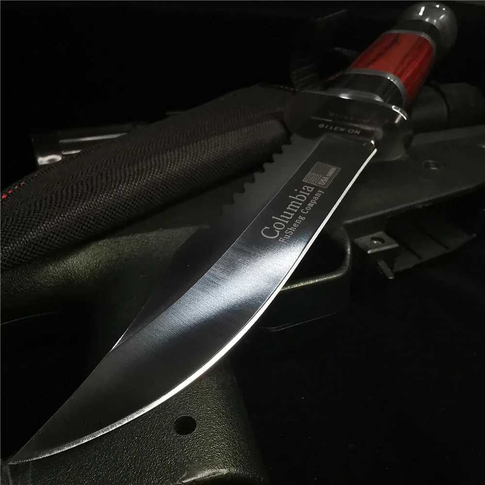 Sharp Sword Stainss Steel Knife Outdoor Cam Hunting Knife with Nylon Knife Cover Carry Around Sharp and Durab W250214