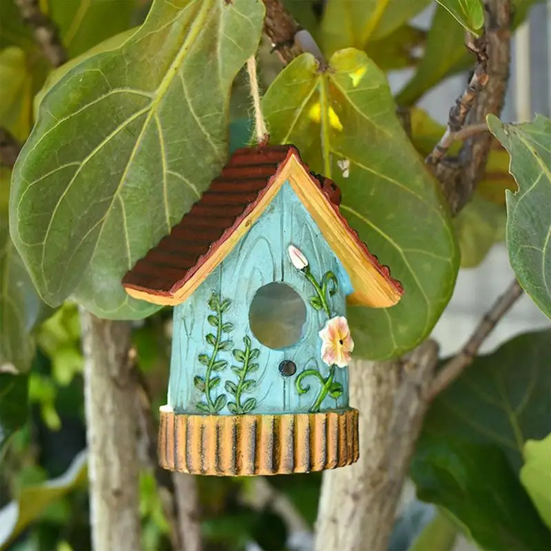 Hangable Bird Houses For Outside Hangable Resin Hand Carved Bird Nest For Outside Sturdy Multifunctional Outdoor Garden Decor 250206