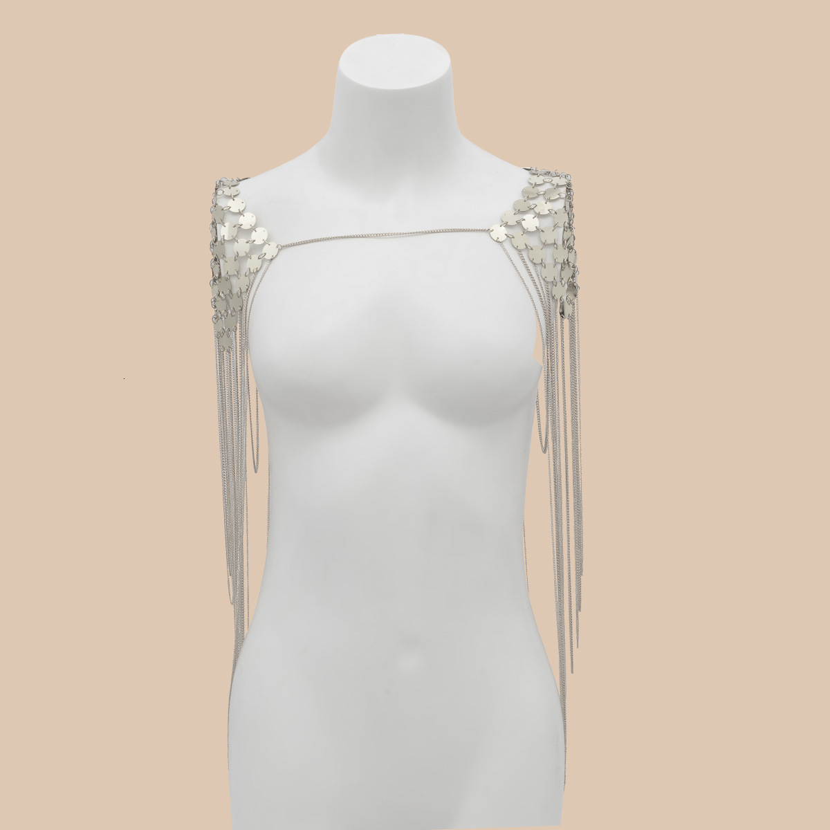 fashion Jewelry personality multi-layer long tassel shoulder geometric sequins exaggerated Woman body chain clothing accessories