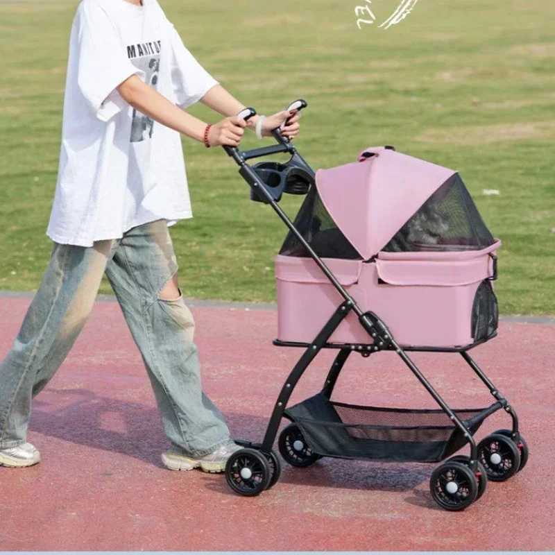 Others Dog Carrier Pet Stroller Dog Carrier Bag Backpack Pet Cart Dog Cat Teddy Special Trolley Out Small Pet Portable Lightweight Foldable Dog Car H2