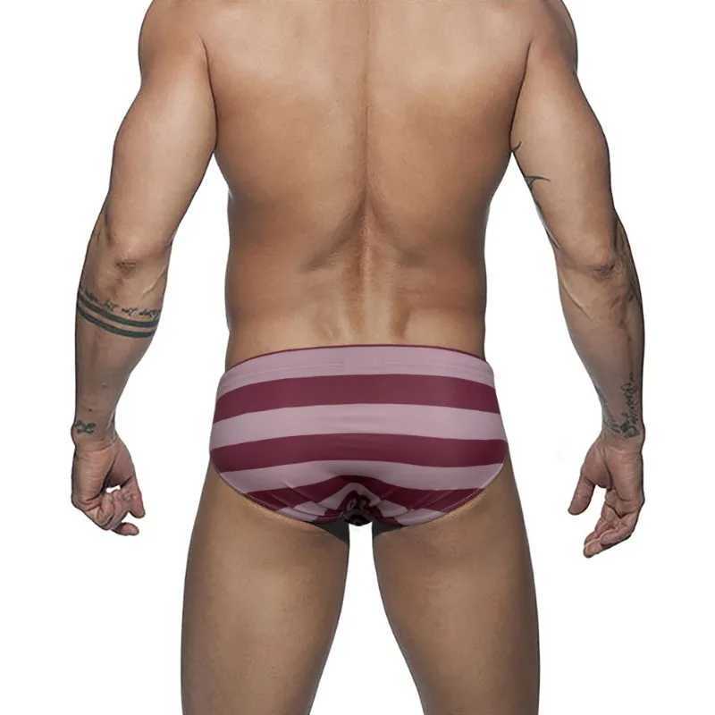 Striped Beach Shorts for Men Swimming Trunks Low Waisted Swimwear Boxer Briefs Sexy Bikini Bathing Suit Underwear Boardshorts W250214
