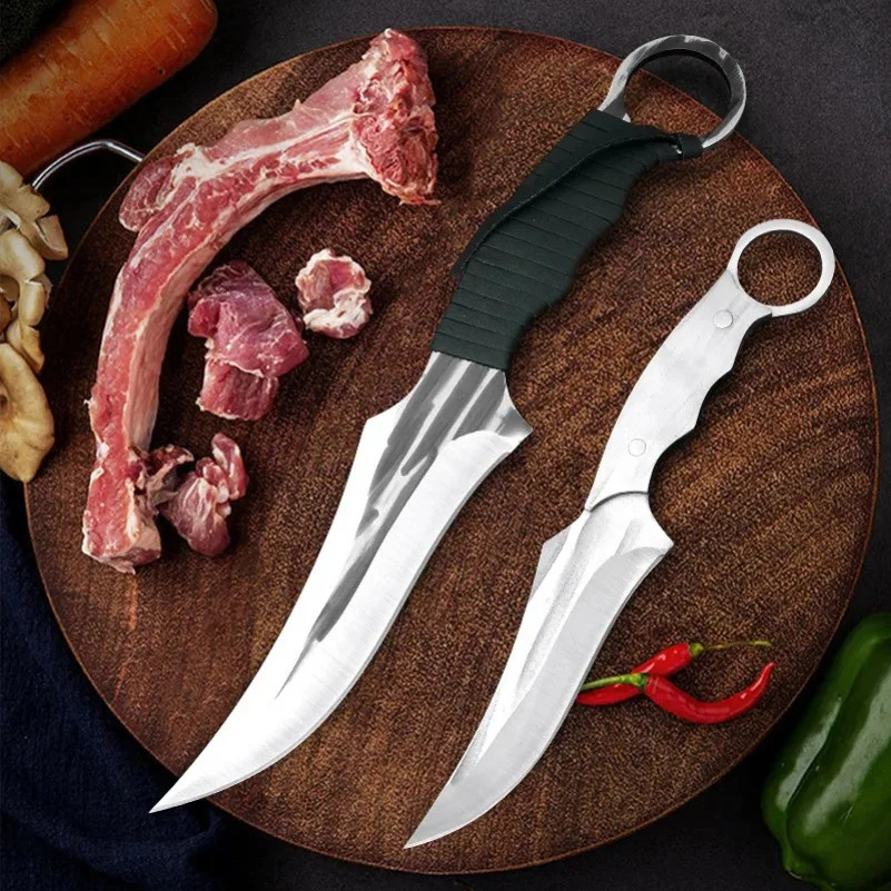 2PCS Set Buther Boning Knife Stainless Steel Handle Utility Chef Slicing Meat Fish Fruit Sharp Cleaver Kitchen Knives 250212