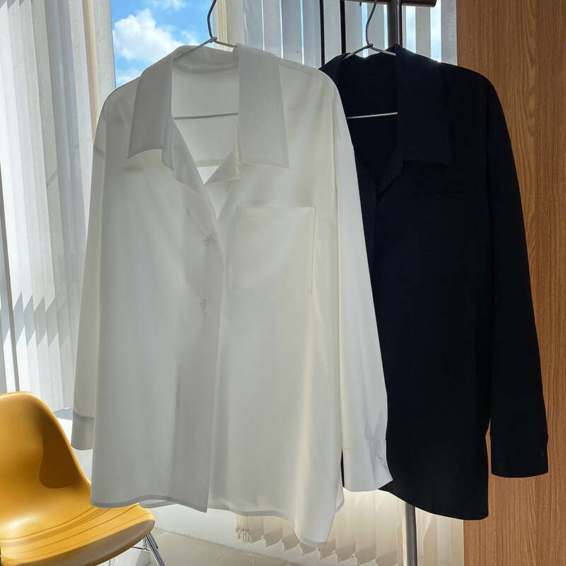 Loose Pocket Front White Women's 2025 Spring New Design Back Button Shirt