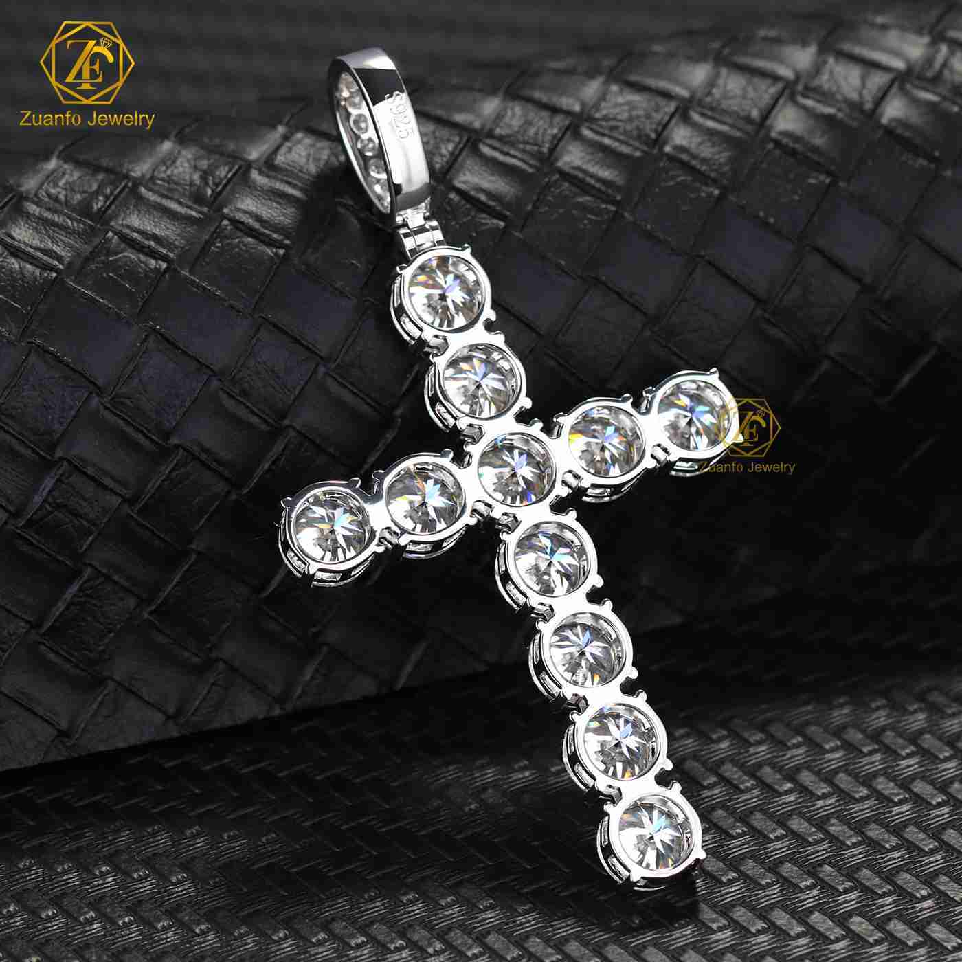 Large 10mm Moissanite Diamond Tester Cross Pendant 925 Silver Hip Hop Rock Iced Look Lucky Customizable Charms Custom Accepted