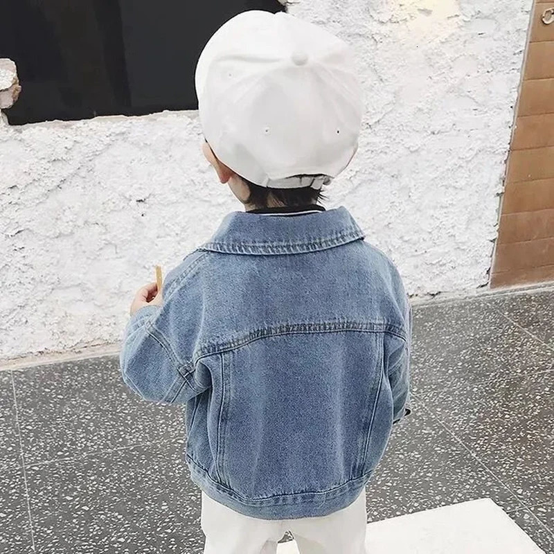 Kids Casual Jacket Boys Solid Color Jeans Coats Fashion Girls Denim Jacket Baby Clothes Children Outerwear TZ149 250213