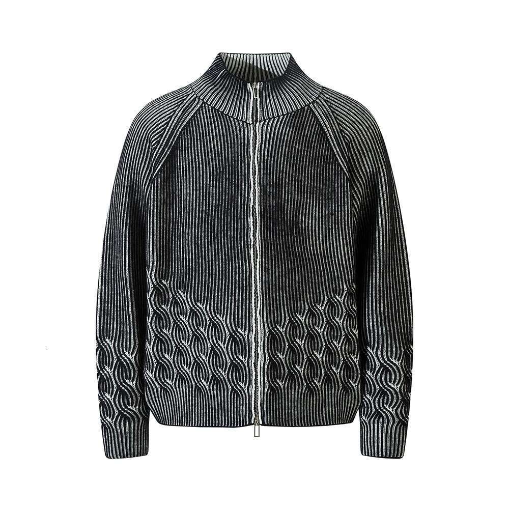 High Street Twist Washed Zipper Sweater Jackets Mens And Women Lapel Vintage Casual Baggy Autumn Coat Oversized Knitted Clothes