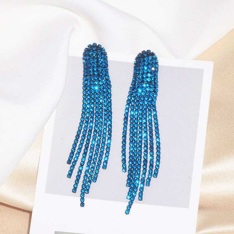 with a urious sparkg AB rhie long tassel women's fashionable temperament, earrings, and earrings
