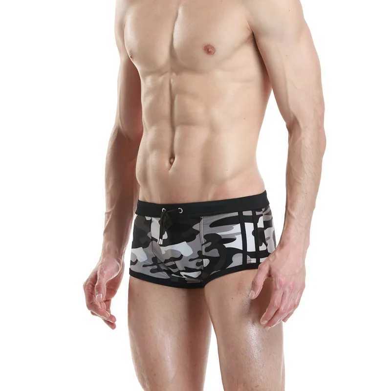 Mens Shorts Camouflage trousers Underpants Swimwear Push-Up Man Swimsuit low waist sexy Swim sport beach Male Swimming Trunks W250214