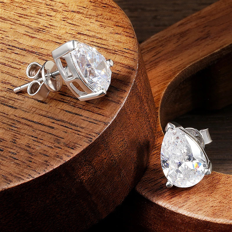 KNOBSPIN D VVS1 Pear Earrings for Women GRA Certified Lab Grow Diamond Solid 925 Silver Plated 18k Gold Stud Earring 250109