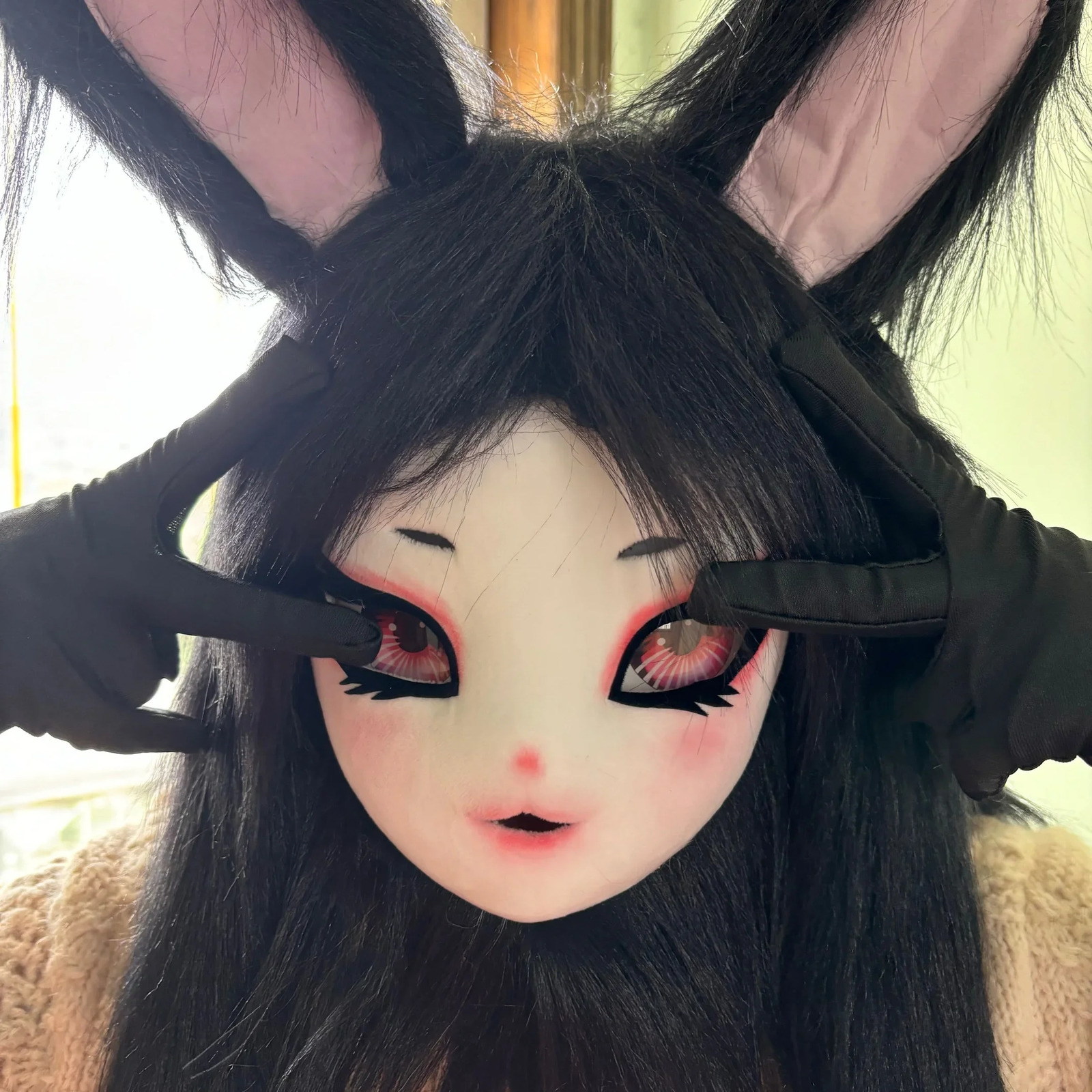 Fursuits Head Rubbit Bunny Kigurumi Headsets Furry Cosplay Costumes Comiket Furries Partial Fursuit Fluffy Lolita Party Costume 250213