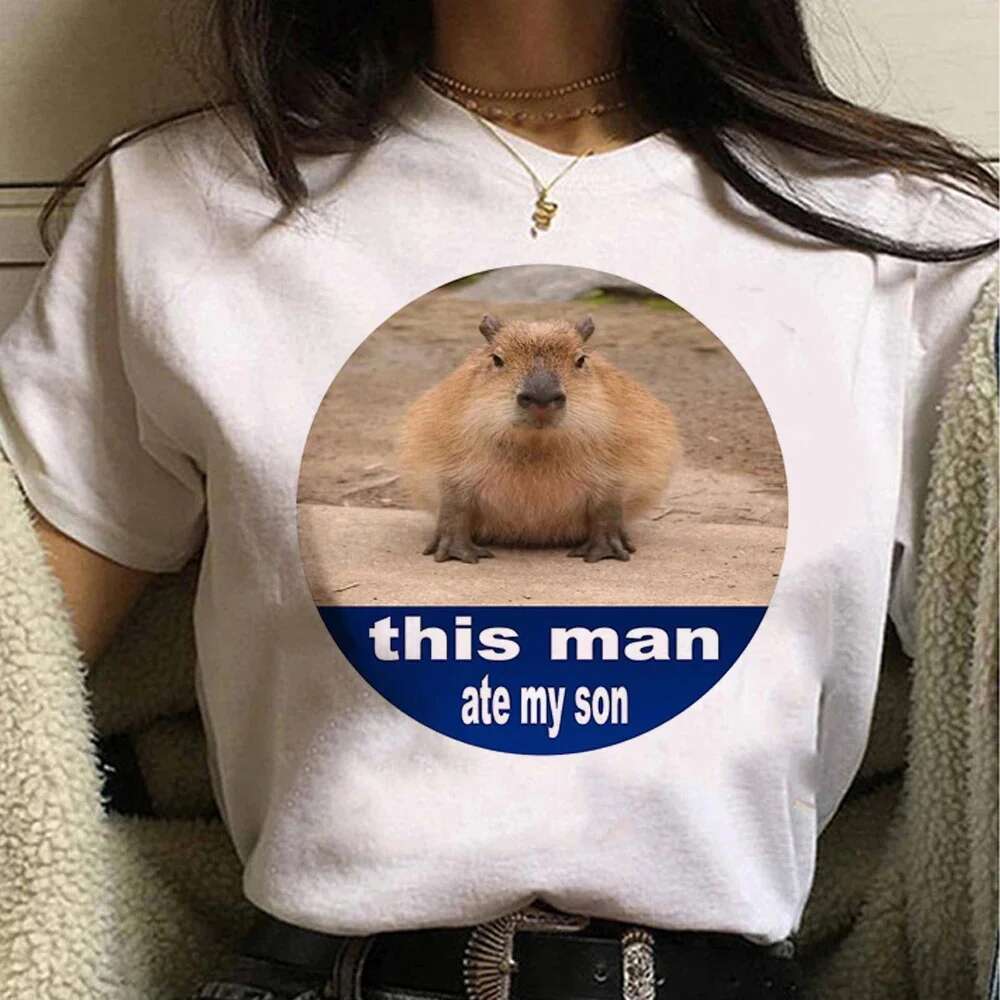 Capybara T-Shirt Funny Capy Birthday Graphic Casual Plus Size Women Vintage Cartoon Print Streetwear Short Sleeve Tees