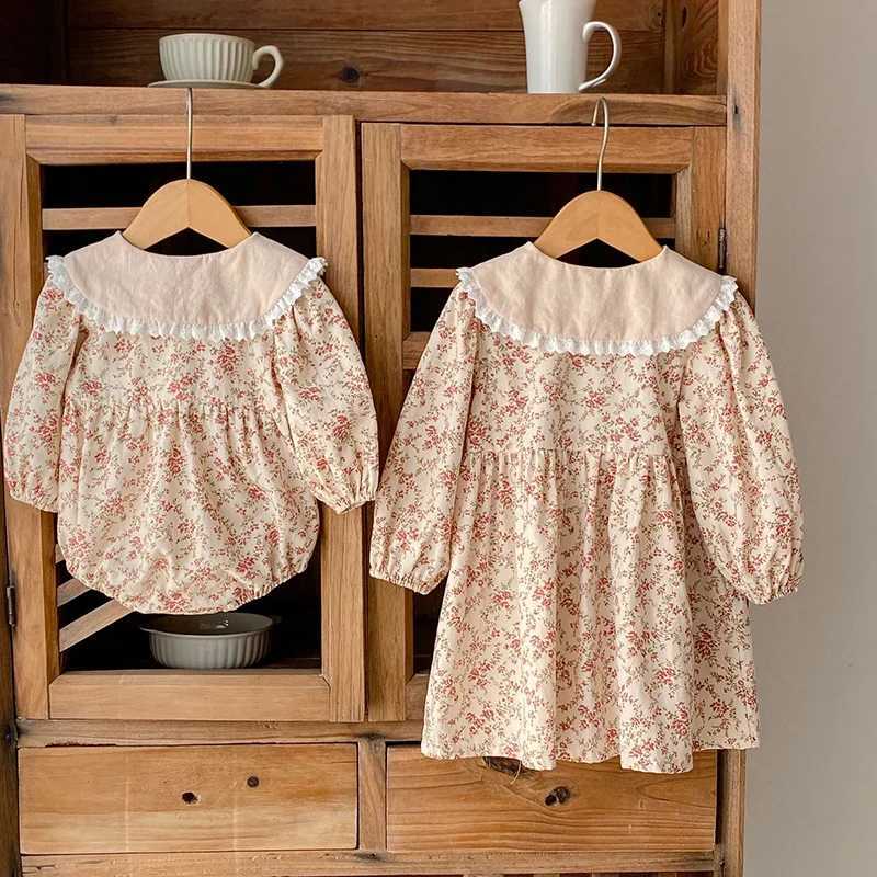 Autumn Kids Baby Girls Long Sleeve Flower Printing Princess Dress Sweet Baby Girls Doll Collar Dress Children Clothes Dress Z250214-1