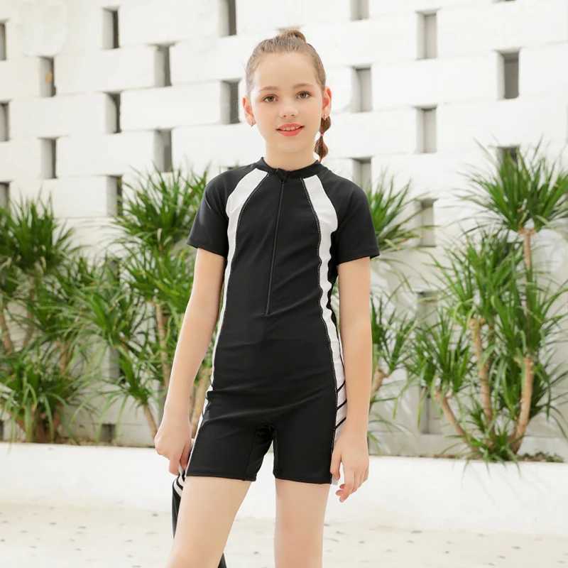 Front Zipper Swimsuit Girls One Piece Swimwear With Extra Swim Skirt Swimming Suit Beachwear Hot Spring Clothes Bathing Suit Z250214