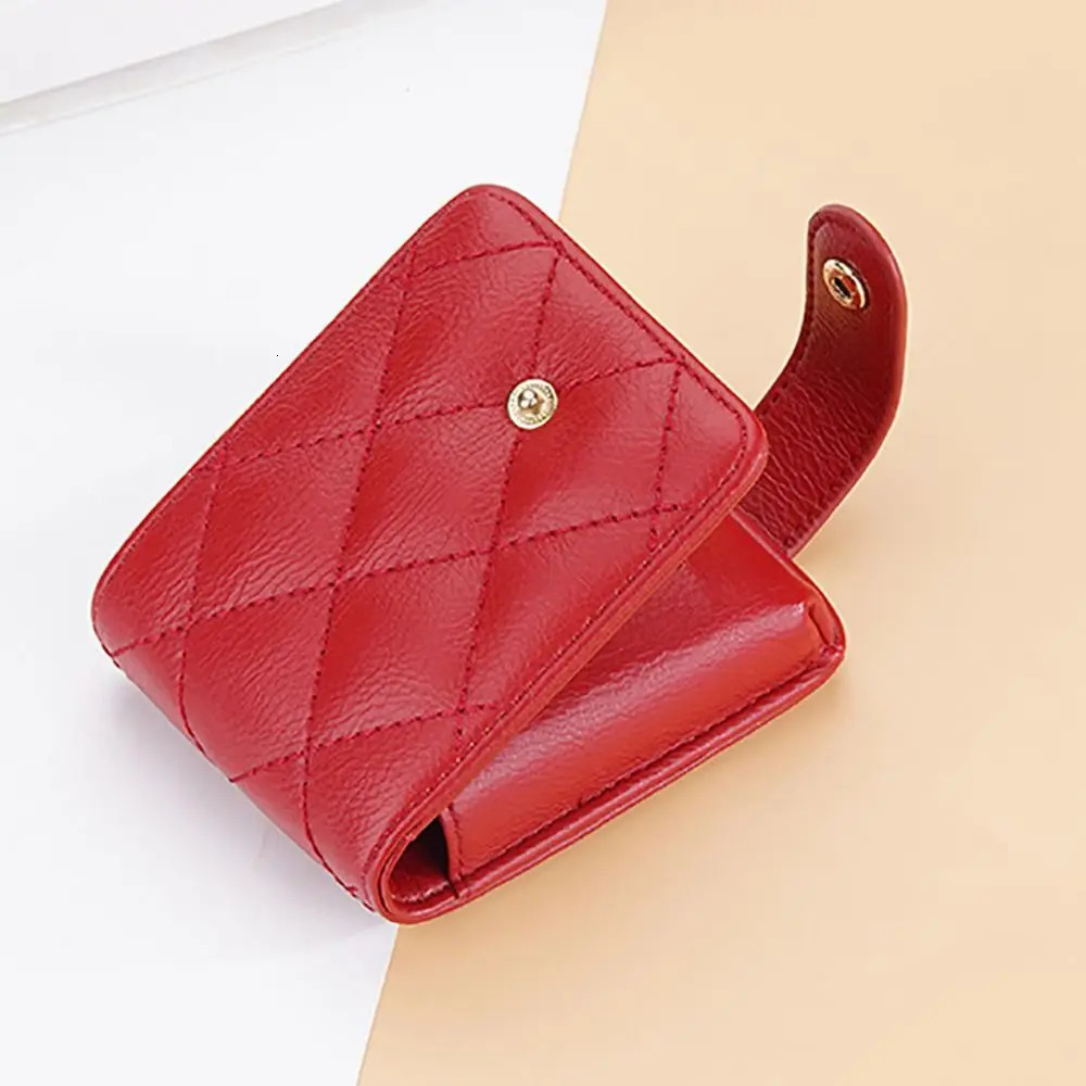 PU Leather Lipstick Bag High-quality Mini With Mirror Lipstick Pouch Snap Button Lipstick Storage Case 250207