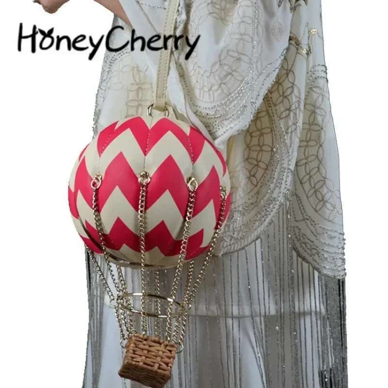 Creative Hot Balloon Ladies Single Shoulder Chain Hand-held Magnetic Button Euramerican Skew Leather Women Bag
