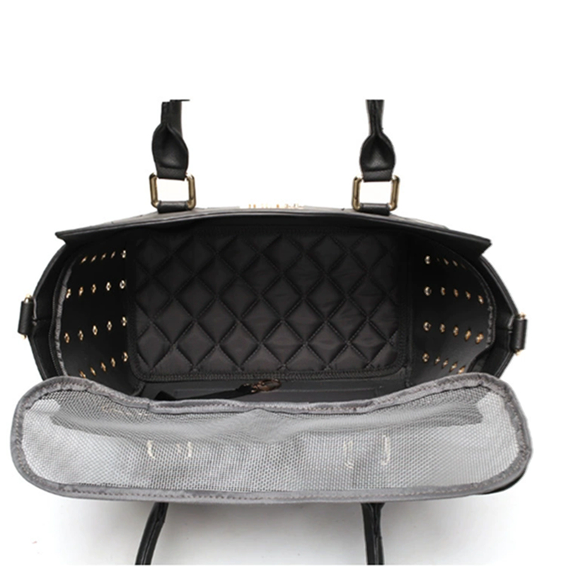 Fashion Pet Carrier Dog Cat Carrier Purse Waterproof Hard Leather Handbag Pet Tote Bag for Puppy Small Dogs and Cats TSA Airline Approved Black C14