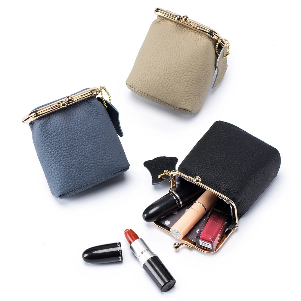 Real Leather Women Small Cosmetic Bag Golden Hasp Cute Makeup Pouch Lipstick Organizer Case Lady Travel Keys Box Mini Coin Purse 250207