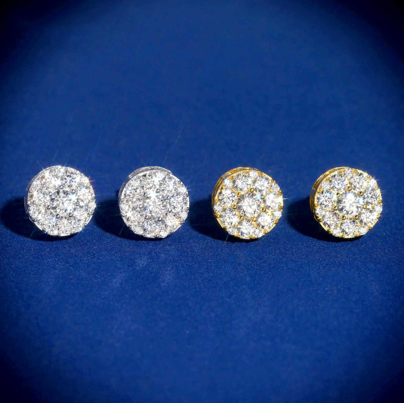 925 silver hot selling jewelry round full diamond earrings 4.0mm moissanite mens and womens hip-hop trendy earrings