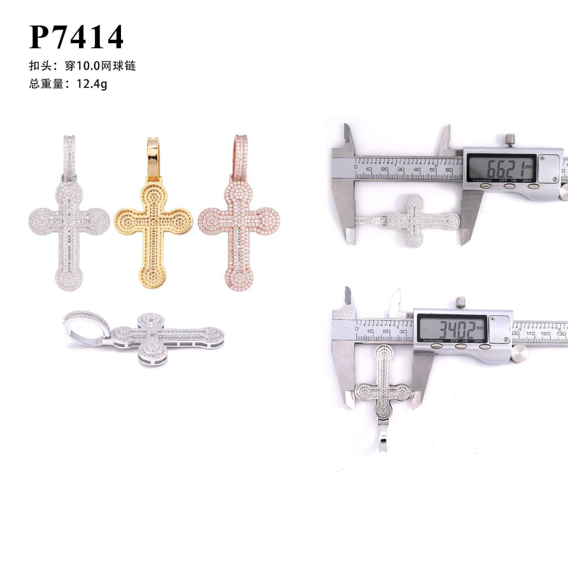 New S925 Silver Moissanite Cross Pendant with Diamond Hair Jewelry Can Thread Through Tennis Chain with Diamond Pen in Seconds