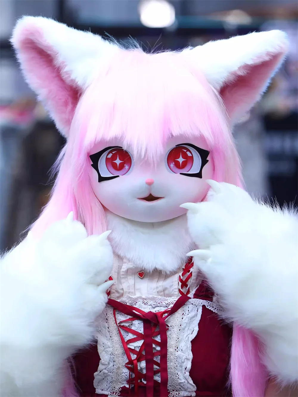 Headset Furry Kig Cosplay Mask Paw Head Base Comiket Furry Fursuit Kigurumi Animal Cat Rabbit Doll Beast Costume 250213