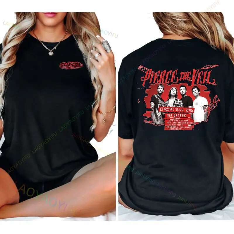 Pierce Veil Rock Band Fun Men's T-Shirt Aesthetic Clothing Women's Summer Short Sleeve Top 2024