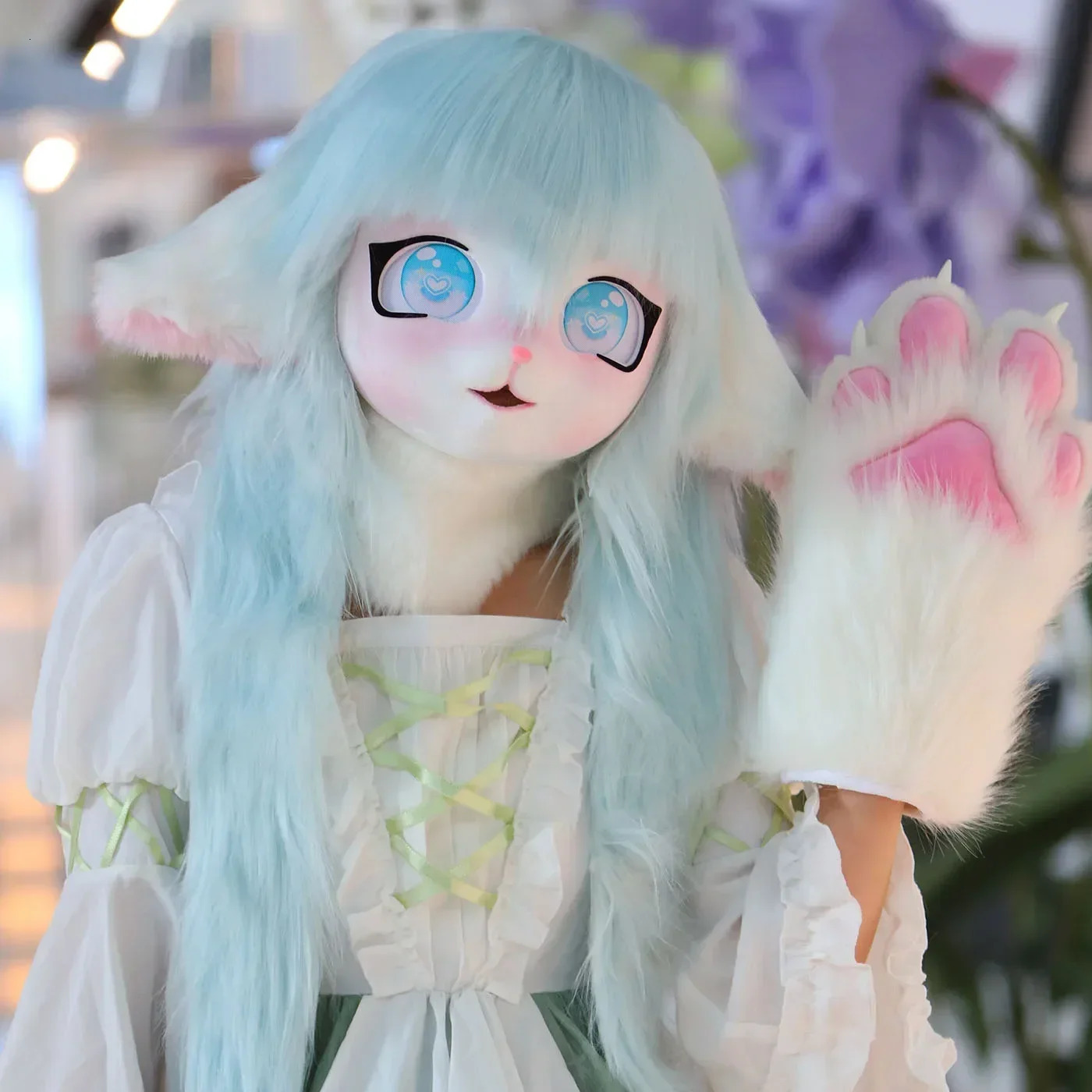 Kig Fursuit Kigurumi Headset Furry Cosplay Costume Animal Ear Rabbit Furry Mask Head Base Paw Comiket Cosplay perform Costume 250213