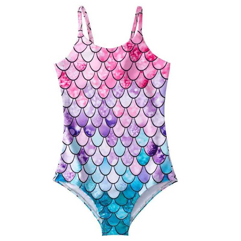 Childrens summer mermaid new swimsuit girls one-piece swimsuit girls hot spring suspender swimsuit Z250214