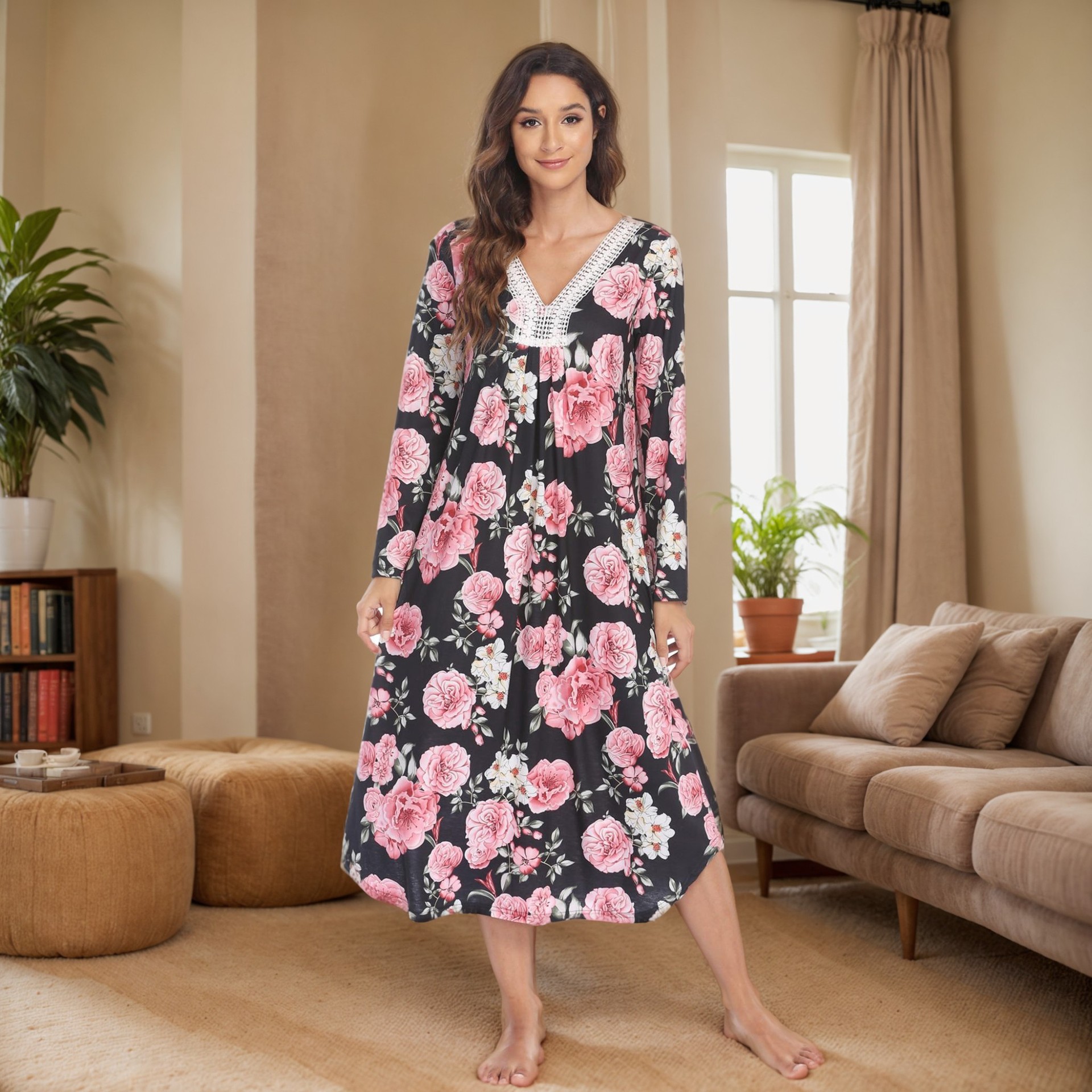 B695-European and American home clothes, love-shaped camisole vest, pajamas, women's outerwear, long pants, two-piece suit