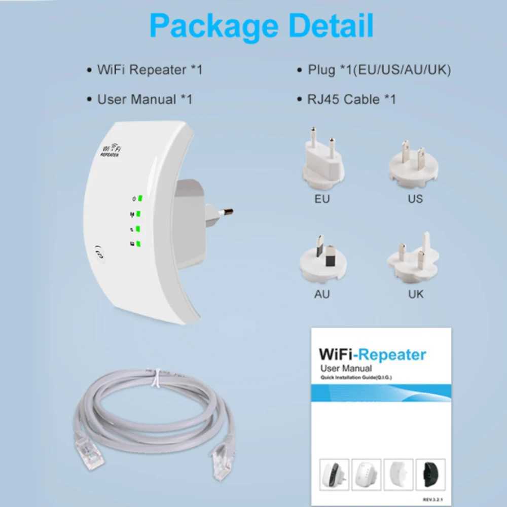 1PCS Wireless WiFi Repeater Wifi Extender Wifi Amplifier Long Range Repiter 300M 2.4G Wi-Fi Booster Wi fi Repeater Access PointXJ250214