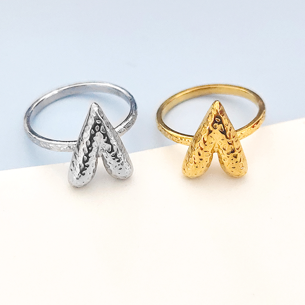 Pleated Hammered Heart Ring Stainless Steel Textured Premium Feeling Heart Ring love ring gold ring designer ring JZ000A0