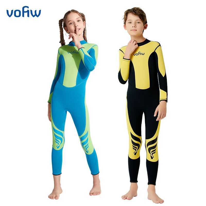Childrens 3mm Neoprene Wetsuits Boys Girls One-piece Thermal Swimsuits Back Zipper Cold-proof Surfing Swimming Snorkeling Suit Z250214