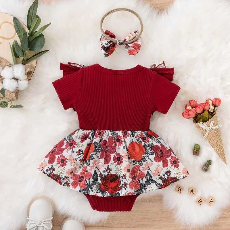 Summer Baby Girl Dress With Bowknot Striped Jumpsuit Cotton Dress For Newborn Floral Clothes Baby Crling Clothes Z250214