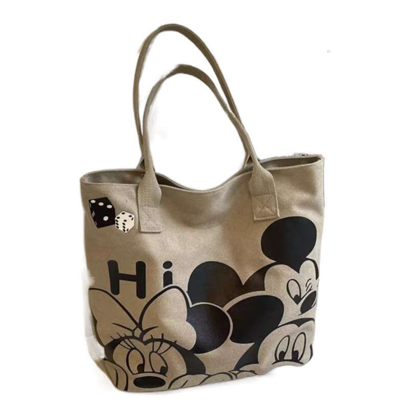 Cartoon Canvas Bag for Women 2025 Thickened New Large Capacity Handbag Commuter Single Shoulder Tote