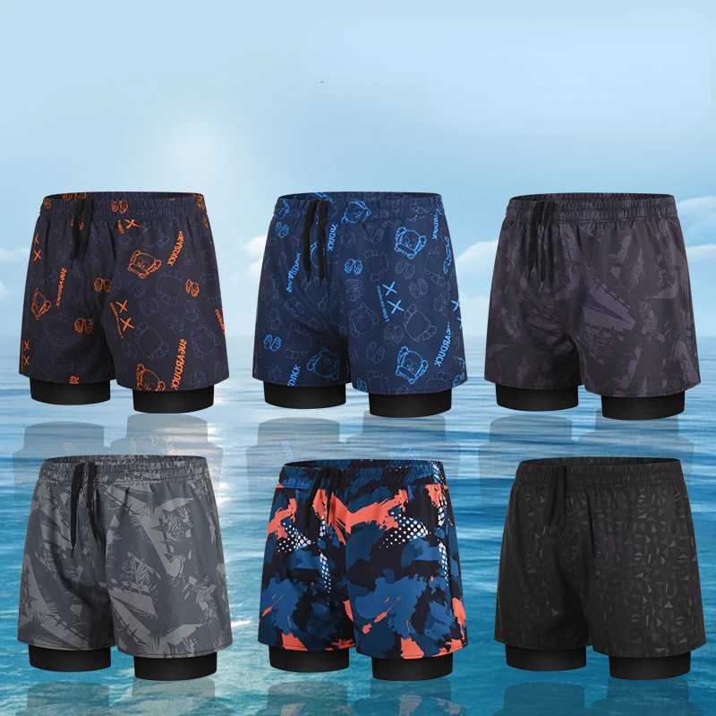 2025 New Men Swim Trunks Breathable Loose Summer Beach Outdoor Swim Short Pant Print Quick-drying Swimming Shorts Swim Clothes W250214