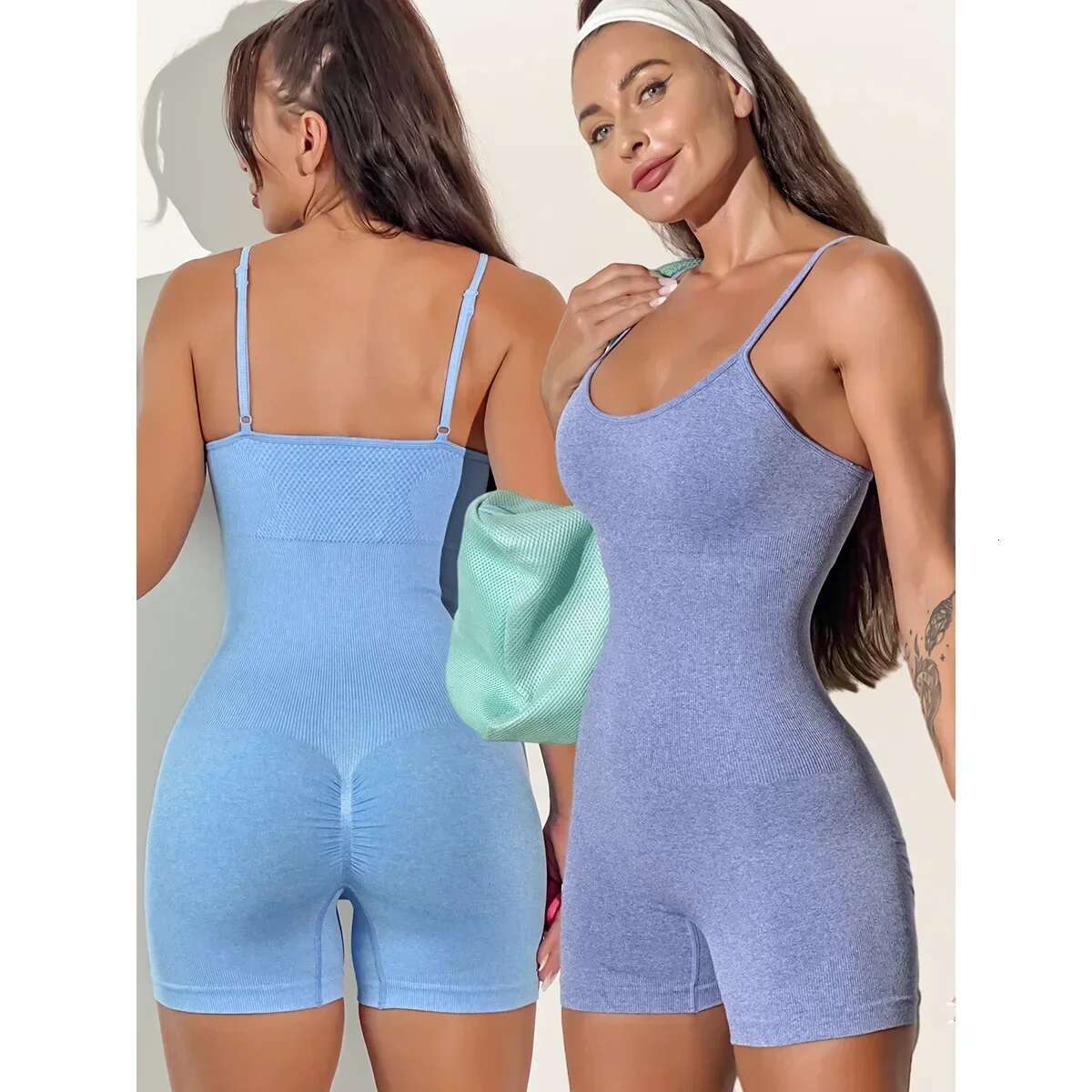 Seamless Yoga Jumpsuits Sports Fiess Hip-Lifting Straps One-Piece Running Shorts Bodysuits Workout Gym Tracksuits For Women