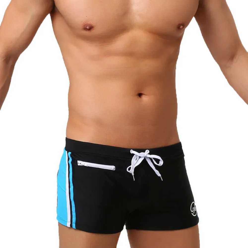 Sexy swimsuit beach quick dry mens swimsuit zip pocket swimsuit short square leg swimsuit short board W250214